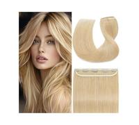 Natural Extensiones de cabello humano con clip de 16 a 26 pulgadas, una pieza con 5 clips, rubio brasileño liso Extensiones de Pelo(Blonde,26inches)