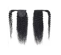 Natural Extensiones de cabello humano con cola de caballo rizada y rizada que envuelven el cabello. Aspecto perfecto(10inches)