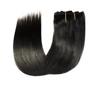 Natural Extensiones de cabello humano real, invisibles, lisas, sin costuras, con clip, 8 unidades, 18 clips, trama doble, 120 g Extensiones de Pelo(1B,18inches)