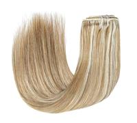 Natural Extensiones de cabello humano real, invisibles, lisas, sin costuras, con clip, 8 unidades, 18 clips, trama doble, 120 g Extensiones de Pelo(P8-613,18inches)