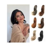 Natural Extensiones de cabello sintético for cola de caballo con pinza corta de 10 pulgadas for mujeres y niñas. Aspecto perfecto(1B-30)