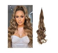 Natural Extensiones de cabello sintético for cola de caballo ondulada de 26 pulgadas de largo, flexibles y envolventes, for uso diario. Aspecto perfecto(M8-25)