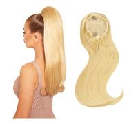 Natural Extensiones de cola de caballo con cordón, cabello humano liso Remy, for mujeres Aspecto perfecto(26inches)