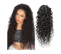 Natural Extensiones de cola de caballo con pinza, cabello humano ondulado con agua, Remy, for mujeres Aspecto perfecto(18inches)