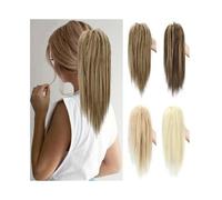 Natural Extensiones de cola de caballo cortas y rectas de 14 pulgadas for mujeres, extensiones de cabello sintético con pinzas for el pelo, extensiones de cabello liso postizo. Aspecto perfecto(2)