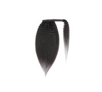 Natural Extensiones de cola de caballo rectas y rizadas de cabello humano con clip envolvente Aspecto perfecto(14inch 90g)