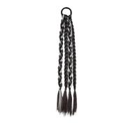 Natural Extensiones de cola de caballo trenzada sintética con banda elástica, extensiones de cabello trenzado, peluca natural negra Aspecto perfecto(Four-Strand Type-03)
