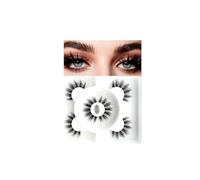 Natural false eyelashes set 3 pairs - cat eye fox eye thin terms | 3D thick curling | mink soft and fluffy reusable makeup colorful eyelashes, suitable for daily/party wear (22)