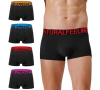 Natural Feelings Paquete de 4 Calzoncillos Hombre Boxer Pack Ropa Interior Boxers M, Negro-cinturón Rojo