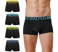 Natural Feelings Paquete de 4 Calzoncillos Hombre Boxer Pack Ropa Interior Boxers XL, Negro-cinturón Azul