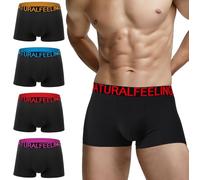 Natural Feelings Paquete de 4 Calzoncillos Hombre Boxer Pack Ropa Interior Boxers XXL, Negro-cinturón Rojo