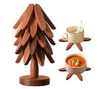 Natural Foldable Christmas Decor - Tree Trivet, Kitchen Counter Trivet, Foldable Christmas Decor Set Natural Kitchen Trivets For Dishes Pots Pans Bowl Teapot | For Dining Table Farmhouse Home O