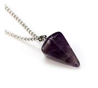 Natural Gem Stone Necklaces & Pendants Rose Pink Quartz Pendulum Crystal Chakra Pyramid Jewellery Gift-Amethyst Small