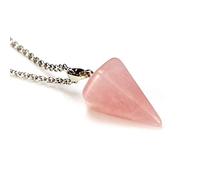Natural Gem Stone Necklaces & Pendants Rose Pink Quartz Pendulum Crystal Chakra Pyramid Jewellery Gift-Rose Quartz Small