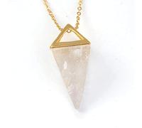 Natural Gem Stone Pyramid Pendulum Pendant Crystal Quartz Onyx Necklaces Suspension for Women Men-Clear Crystal GOLD