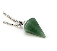 Natural Gem Stone Pyramid Pendulum Pendant Crystal Quartz Onyx Necklaces Suspension for Women Men-Green Aventurine Sma