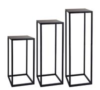 Natural Goods Berlin 1x soporte para plantas RECHTECK, taburete flor metal angular, interior y exterior, columna flor, mesa auxiliar exterior, resistente a la intemperie (Negro, 50cm)
