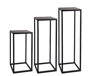 Natural Goods Berlin 1x soporte para plantas RECHTECK, taburete flor metal angular, interior y exterior, columna flor, mesa auxiliar exterior, resistente a la intemperie (Negro, 50cm)
