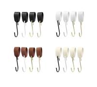 Natural Goods Berlin 3x bucle GARD con gancho en S para ropa, correa de cuero PU vegano, lazo de cuero, correa de cuero decorativa para barras de armario y perchero (Marrón/Oro)