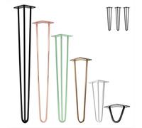 Natural Goods Berlin 3X Hairpin Legs, Patas de Mesa, Patas de Horquilla, Acero de 12 mm, Patas de Muebles (Oro Antiguo, 40cm - 3 travesaños - Banco/Mesa de café)