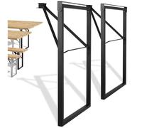 Natural Goods Berlin Juego de 2 mesas de jardín, estructura plegable (negro, 70 x 42 cm), patas de mesa de metal en perfil de caja para muebles de carpas de cerveza, estructura estable para jardín,