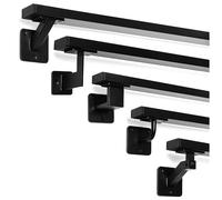 Natural Goods Berlin Juego de pasamanos Oblong de metal negro / 2 soportes para pasamanos FLEX y 150 cm barandilla para escaleras / barandilla para escaleras, acero inoxidable, con recubrimiento en