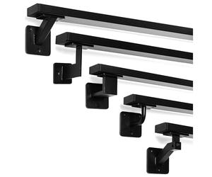 Natural Goods Berlin Juego de pasamanos Oblong de metal negro / 2 soportes para pasamanos FLEX y 50 cm barandilla para escaleras / barandilla para escaleras de acero inoxidable, con recubrimiento en