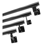 Natural Goods Berlin Juego de pasamanos Tube, metal negro 300 cm y 4 soportes para pasamanos EDGE - Pasamanos negro exterior - Barandilla interior de metal - Resistente a la intemperie con