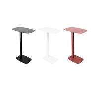 Natural Goods Berlin Lucia - Mesa auxiliar para portátil (1 unidad, para sofá, color rojo, metal, para exteriores, con estante, pequeña en forma de C, estrecha, inoxidable