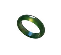 Natural Green Striped Agate Classic Plain Band Finger Ring Feng Shui Balance Prosperity Protection Amulet