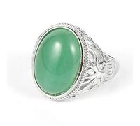 Natural Green Tanglin Jade Ring Crystal Wide Big Vintage Ring Anillos De Piedra Abiertos Ajustables para Mujer Reiki Balance Tobillo Dedo Anillos Anillo De Eternidad para Mujeres, Niñas Y Hombres
