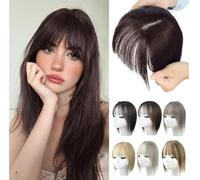 Natural Hair Toppers With Bangs For Women Adding Hair Volume Topper (DARK BROWN)