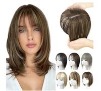 Natural Hair Toppers With Bangs For Women Adding Hair Volume Topper (MIXED BROWN)