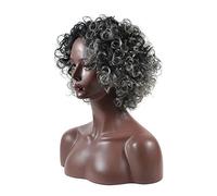 Natural Hairline Mujeres Sprial Spring Curls Peluca de encaje sintético Pelucas Pegamento (Grey, One Size)