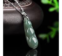 Natural Hand-Hand Jade Cyan Bean Collar Colgante Joya de Hombres Mujeres Regalos de Suerte Amuleto (Color de la Gema: Sea Verde)