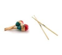 Natural Hand Painted Wooden Maracas 25cm with Tiger 5A Maple Wood Tip Drumsticks