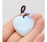 Natural Heart Stone Keychain Crystal Rose Quartz Agate Aventurine Opal Key Chain For DIY Women Hanging Jewelry Accessories Gifts,Opal,30x30mm
