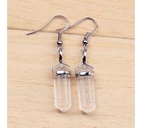 Natural ing cristal cuarzo columna hexagonal negro ágata pendientes amatistas piedra colgante pendiente mujer joyería, cristal de roca