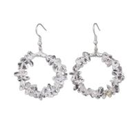 Natural ing cristal cuarzo piedra irregular forma redonda amatistas ágatas cuelgan gancho mujer pendiente joyería, cristal de roca