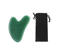 Natural Jade Face Massager Gua Sha Scaper Tablero Facial Guasha Meridian Muscle Relajación Piel Levantamiento Faro Raspador de Gouache-verde con bolsa