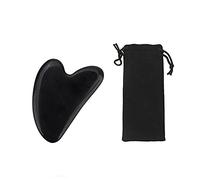 Natural Jade Face Massager Gua Sha Scaper Tablero Facial Guasha Meridian Muscle Relajación Piel Levantamiento Faro Raspador de Gouache-negro con bolsa