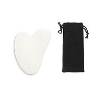 Natural Jade Face Massager Gua Sha Scaper Tablero Facial Guasha Meridian Muscle Relajación Piel Levantamiento Faro Raspador de Gouache-blanco con bolsa