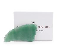 Natural Jade Guasha Scrapping Massage Scraper Face Massager Board con caja Jade Massager Rose Cuarzo Aguas Acupoint Care facial-Cuerno verde con caja