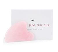 Natural Jade Guasha Scrapping Massage Scraper Face Massager Board con caja Jade Massager Rose Cuarzo Aguas Acupoint Care facial-Corazón rosa con caja