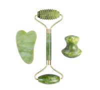 Natural Jade Stone Facial Massage Roller Gua Sha Board 3 Pcs/Set Gouache Scraper For Face Body Tools,F