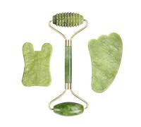 Natural Jade Stone Facial Massage Roller Gua Sha Board 3 Pcs/Set Gouache Scraper For Face Body Tools,J