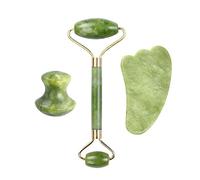 Natural Jade Stone Facial Massage Roller Gua Sha Board 3 Pcs/Set Gouache Scraper For Face Body Tools,E