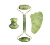 Natural Jade Stone Facial Massage Roller Gua Sha Board 3 Pcs/Set Gouache Scraper For Face Body Tools,A
