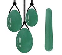 Natural Jade Yoni Egg Set Love Egg Kegel Exerciser White Howlite Yoni Egg Natural Stone Crystal Yoni Wand-Drilled_Eggs