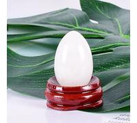Natural Jade Yoni Egg White Massage Egg Set Undrill Wooden Base Crystal Mineral Ball Kegel Exercise, 30x20 mm